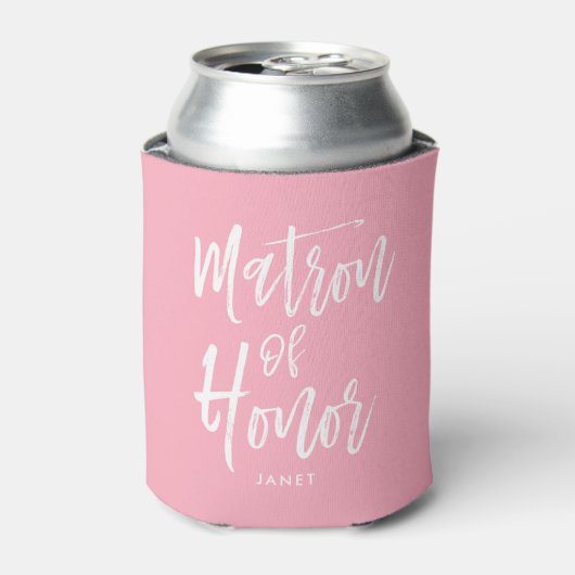 Ehrenmatron | Skriptstil Custom Pink Wedding Dosenkühler (Kanne Vorderseite)