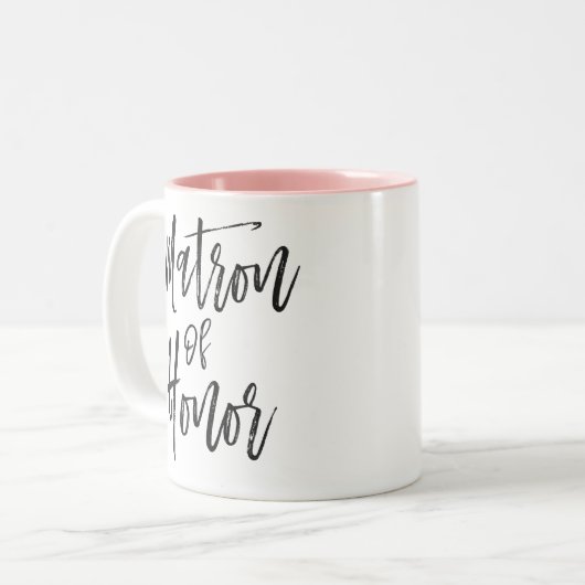 Ehrenmatron | Skriptstil Custom Wedding Zweifarbige Tasse (Vorderseite Links)