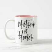 Ehrenmatron | Skriptstil Custom Wedding Zweifarbige Tasse (Links)