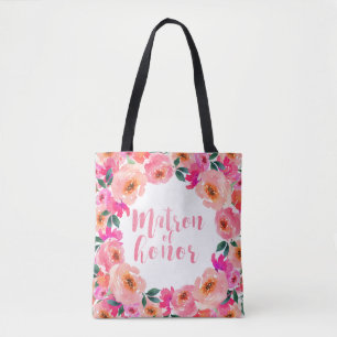 Ehrenmatrone Rustikale Rosa Wasserfarbe Floral Tasche