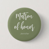 Ehrenmatrone Sage Green Hochzeitsknopf Button (Vorderseite)