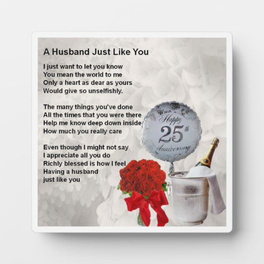 Ehrenplakette zum 25. Hochzeitstag für den Ehemann Fotoplatte (Vorderseite)