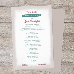 Ehrenprogramm in Smaragdgrün und Burgundrot Flyer