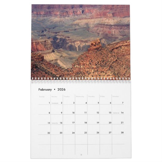 Ehrfurcht-Inspriring Grand Canyon Kalender (Feb 2026)