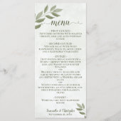 Ehrfürchtige Blätter Rustic Sage Green Wedding Menükarte (Vorderseite)