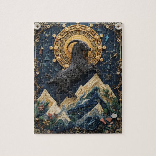 Ehrgeiziger Steinbock - Papierquilling Puzzle (Vertikal)