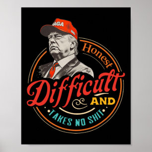 Ehrlich Schwierig Und Nimmt Kein Sh Funny Retro Vi Poster