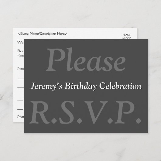Ehrlich und elegant "Bitte R.S.V.P." Postkarte (Vorne/Hinten)