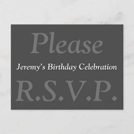 Ehrlich und elegant "Bitte R.S.V.P." Postkarte (Vorderseite)