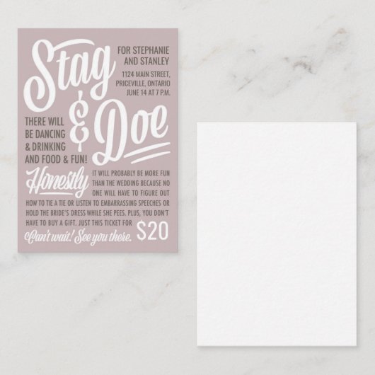 Ehrliches Stag & Doe Ticket (Vorne/Hinten)