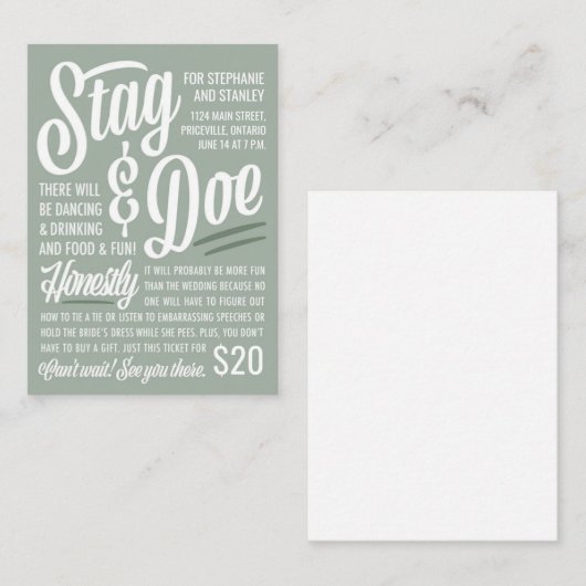 Ehrliches Stag & Doe Ticket (Vorne/Hinten)