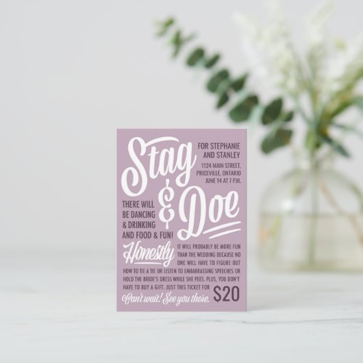 Ehrliches Stag & Doe Ticket (Stehend Vorderseite)