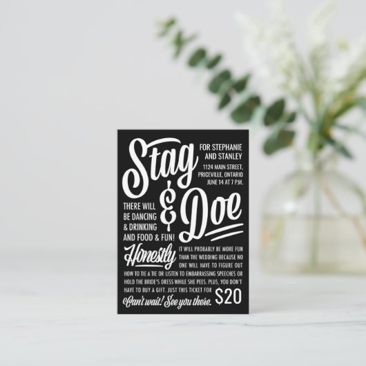 Ehrliches Stag & Doe Ticket (Stehend Vorderseite)