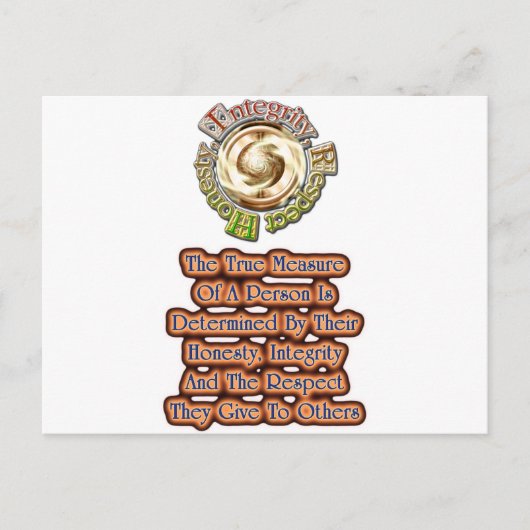 Ehrlichkeit und Integrität Respekt TS Postkarte (Vorderseite)