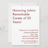 Ehrung bemerkenswerter Laufbahnrenten in Jahren Einladung (Vorderseite)