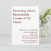 Ehrung bemerkenswerter Laufbahnrenten in Jahren Einladung (Stehend Vorderseite)