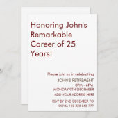 Ehrung bemerkenswerter Laufbahnrenten in Jahren Einladung (Vorne/Hinten)