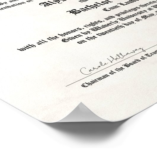 Ehrung der Uni oder des Hochschuldiploms Poster (Ecke)