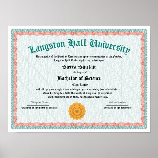 Ehrung der Uni oder des Hochschuldiploms Poster (Vorne)