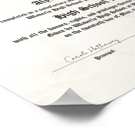 Ehrung des Diploms der Hochschule Poster (Ecke)