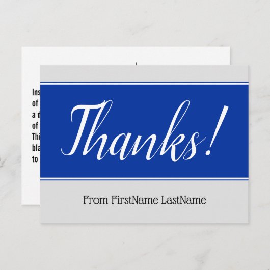 Ehrwürdig, elegant "Danke!" Postkarte (Vorne/Hinten)