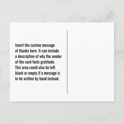 Ehrwürdig, elegant "Danke!" Postkarte (Rückseite)