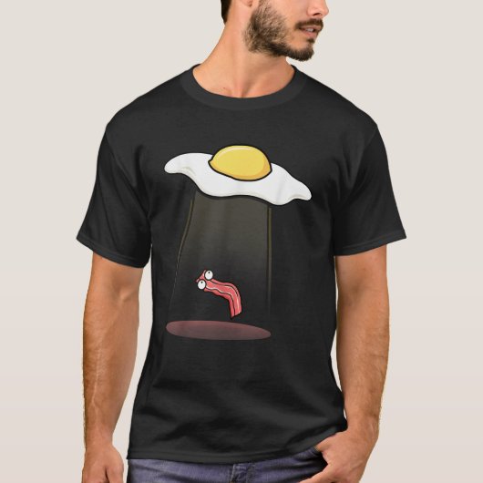 Ei Abduction Bacon Funny Alien UFO Frühstücksgala T-Shirt (Vorderseite)