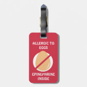 Ei-Allergie-Alarm-Hummel-personalisiertes Rot Gepäckanhänger (Rückseite vertikal)