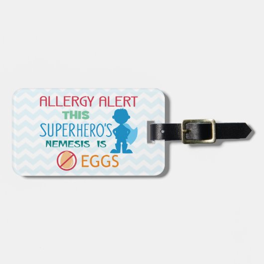 Ei-Allergie-Superheld-Alarm-Umbau für medizinische Gepäckanhänger (Vorderseite horizontal)