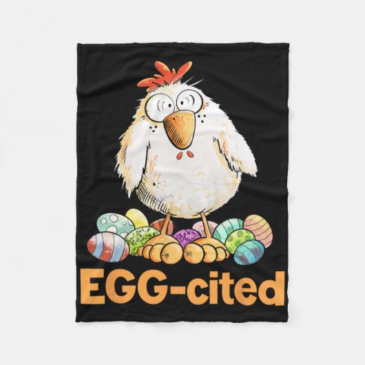 Ei-Aufgeregtes Lustiges Osterhuhn-Design Fleecedecke (Vorderseite)