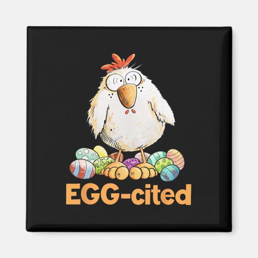 Ei-Aufregendes Lustiges Osterhuhn-Design Magnet (Vorne)