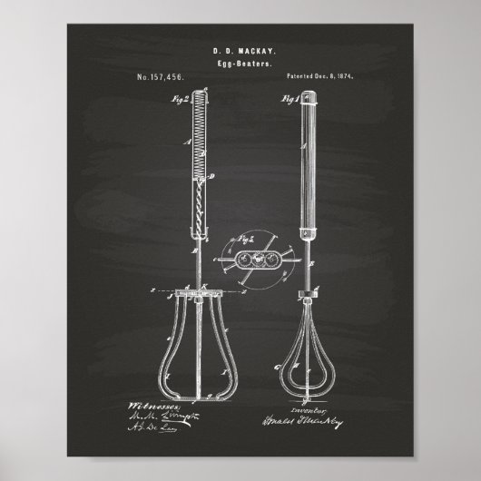 Ei Beaters 1874 Patent Art - Chalkboard Poster (Vorne)