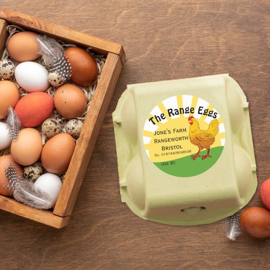 Ei Box Label free range Runder Aufkleber