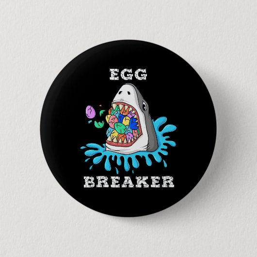 Ei Breaker Hai Ostern Spaß Jungen Mädchen Kinder 1 Button (Vorderseite)