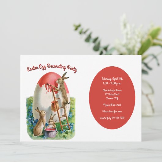 Ei-dekoratives Party  Einladung (Stehend Vorderseite)