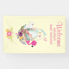 Ei, Flamingo & Bunny Baby Dusche Willkommen Banner
