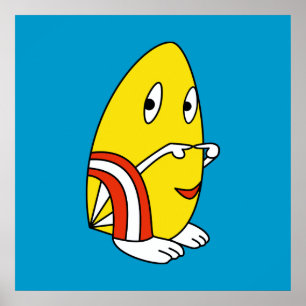 Ei-förmige Kawaii-niedliche Cartoon-Zeichentrickpo Poster