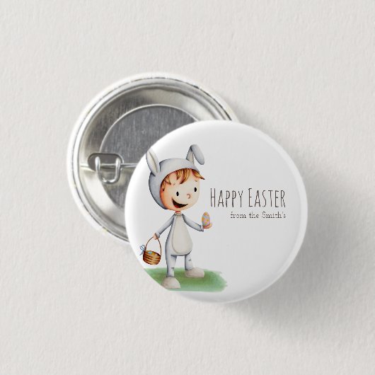 Ei Hunt Boy Happy Oaster Family Personalisiert Button (Vorne & Hinten)