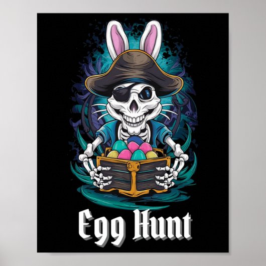 Ei Hunt Skeleton Bunny Pirate Rabbit Boys Oster Poster (Vorne)