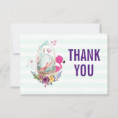 Ei in einem Korb mit Flamingo und Bunny Danke Einladung (Vorderseite)