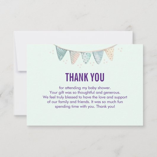 Ei in einem Korb mit Flamingo und Bunny Danke Einladung (Rückseite)