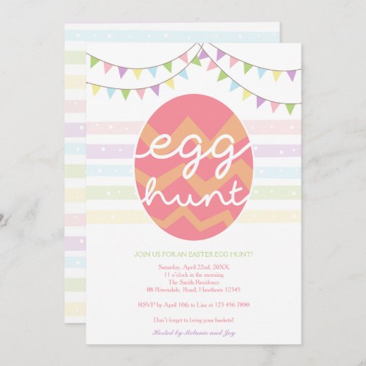 Ei-Jagd-Einladung/Osterei-Jagd laden ein Einladung (Vorne/Hinten)