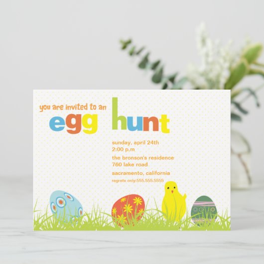 Ei-Jagd - Ostern-Party Einladung (Stehend Vorderseite)