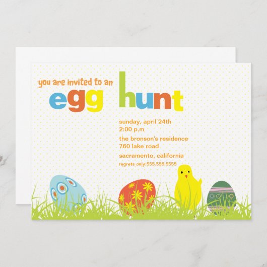 Ei-Jagd - Ostern-Party Einladung (Vorne/Hinten)