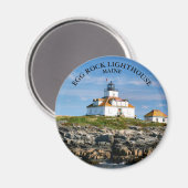 Ei Rock Lighthouse, Bar Harbour Maine Round Magnet (Vorderseite/Rückseite)