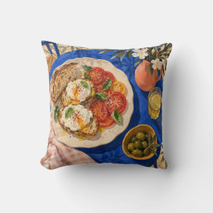 Ei Toast Olivenzweig Mediterran Frühstück Kissen