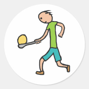 Ei-und Löffel-Rennen Runder Aufkleber