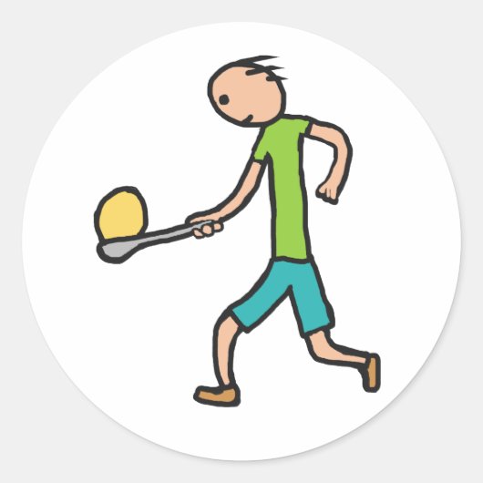 Ei-und Löffel-Rennen Runder Aufkleber (Vorderseite)