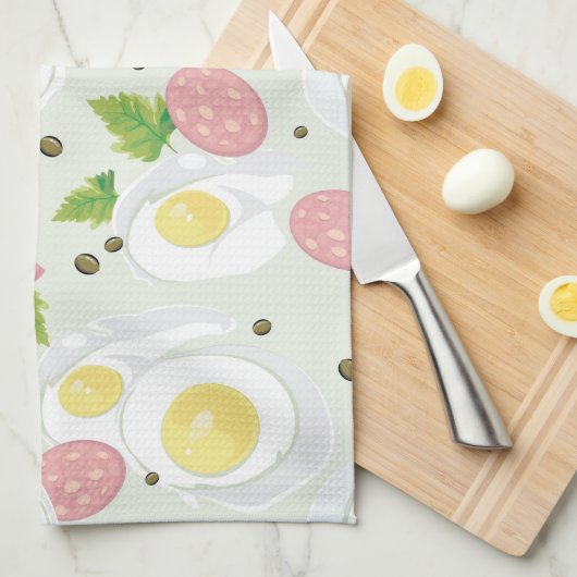 Ei-und Wurst-Muster Geschirrtuch (Viertel Falte)