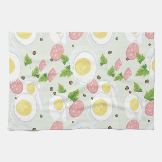 Ei-und Wurst-Muster Geschirrtuch (Horizontal)